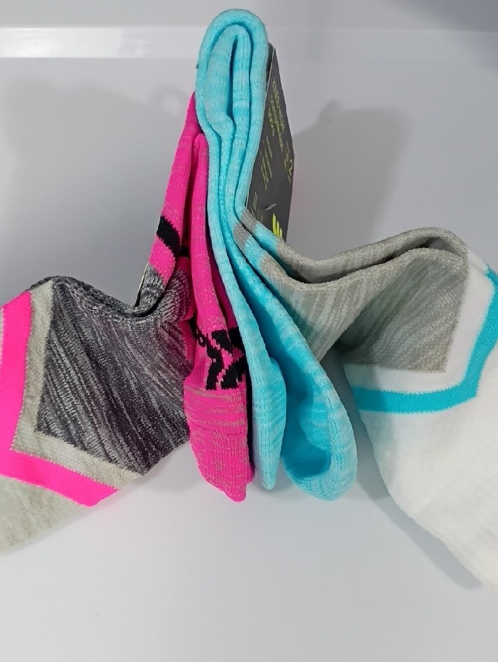 ALL IN MOTION 2-PAIR KNEE-HIGH  COMPRESSION SOCKS PINK & GRAY, WHITE & BLUE NWT